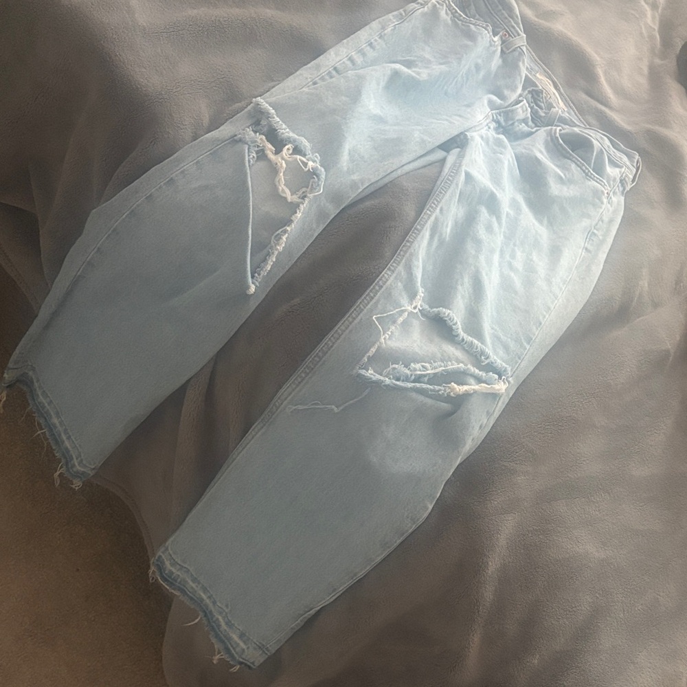 Levi's Sky Blue Distressed Boyfriend Jeans